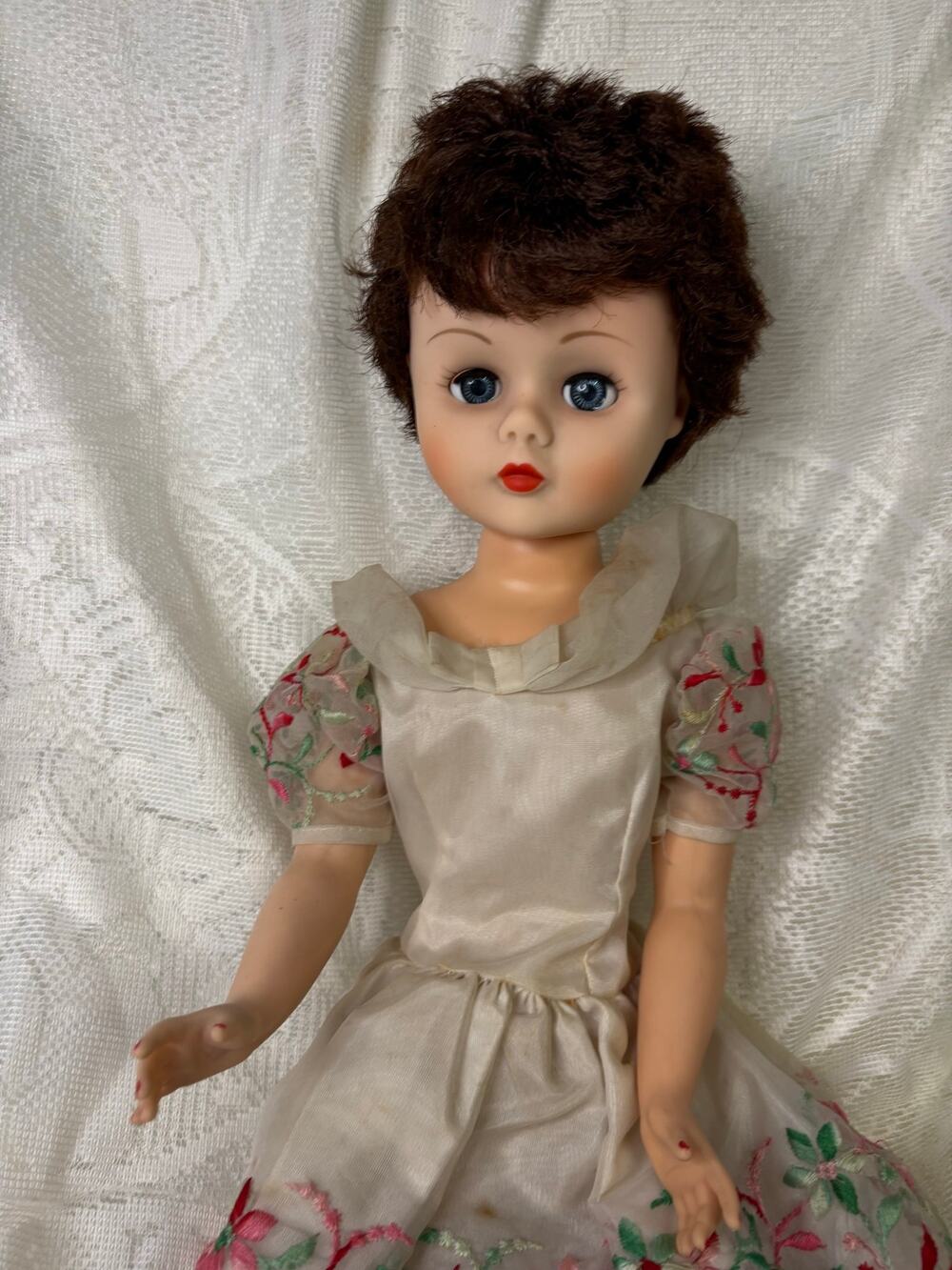 Vintage 1950s Sweet Janie Doll 24" Blue Sleep Eyes Party Dress Heels